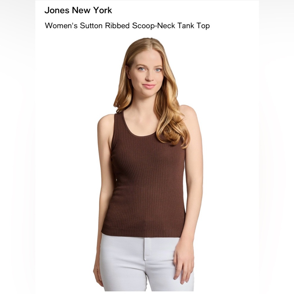 ❌❌Sold❌❌Jones New York Women's Sutton Ribbed Scoop-Neck Tank Top